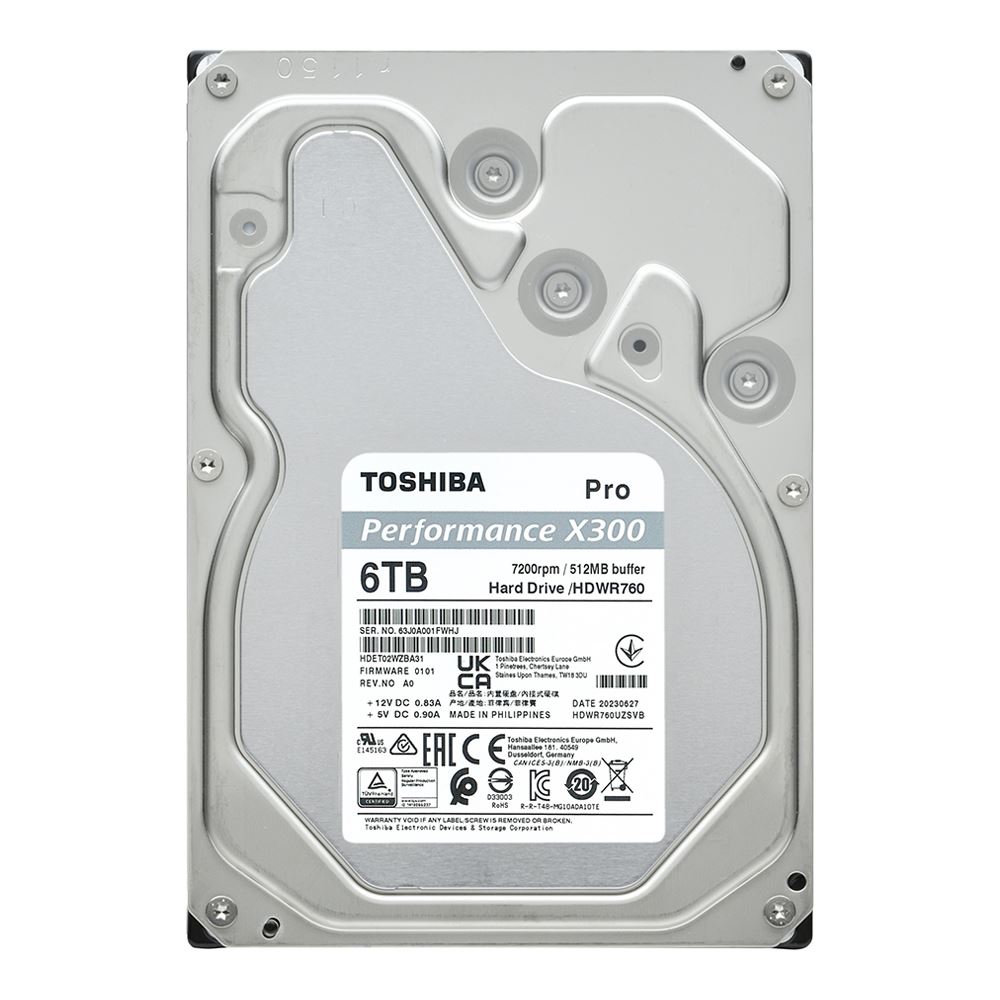 Toshiba X300 PRO 6TB High Workload Performance For Creative Professionals 3.5-Inch Internal Hard Drive – Up To 300 TB/Year Workload Rate CMR SATA 6 GB /s 7200 RPM 512 MB Cache - HDWR760XZSTB