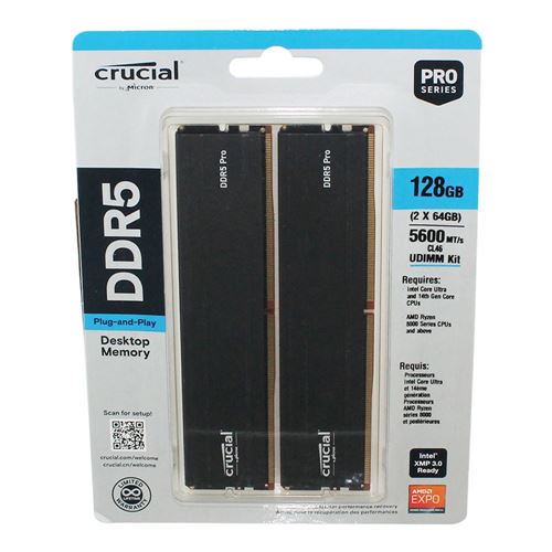 メモリー Crucial DDR5 Pro 128GB (2x64GB) Amazon.com: Crucial Pro 128GB Kit (2x64GB) DDR5 RAM, 5600MHz