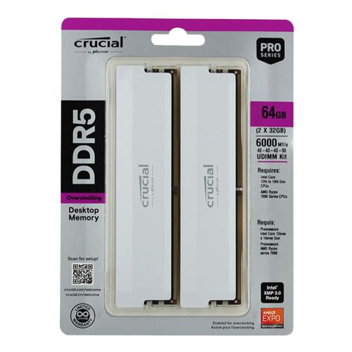 メモリー Crucial DDR5-6000 32GB Crucial Pro DDR5-6000 32GB Kit (16GBx2) UDIMM: OC Gaming