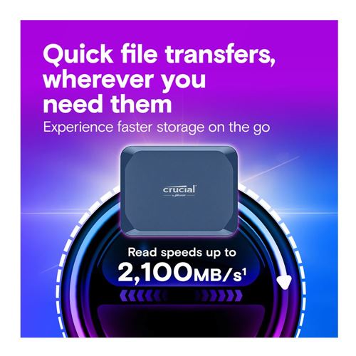 Crucial X10 2TB SSD USB 3.2 (Gen 2x2 Type-C) Portable Solid State Drive - Blue - Thumbnail 3